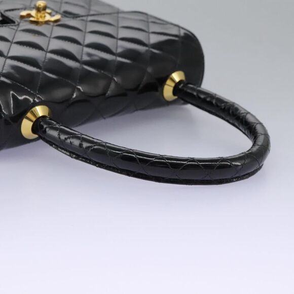 Chanel Cc Turnlock Top Handle Flap Bag Patent Leather Black Patent_Leather - Picture 7 of 16